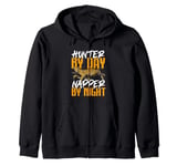 Hunter By Day Napper By Night Animal Mammal Zoologist Zip Hoodie