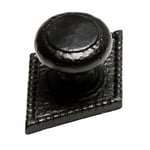 Antique Black Iron Round Centre Door Knob With Diamond Shape Backplate