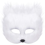 Räv mask halloween cosplay mask halv ansikte slöja ögon mask lurvig räv dräkt tillbehör djur fest katt masker White