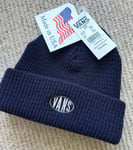 Genuine VANS Soft Knit Navy Made In USA Logo BEANIE Cuff Toque Hat UNISEX V112