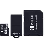 Carte Micro SD 64Go - 64GB MicroSD Classe 10 Compatible avec Nintendo Switch, Wii Gaming Console - 64 Go GB G SDXC UHS-1 U1 (Adaptateur USB Lecteur et SD Inclus)