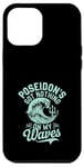 Coque pour iPhone 12 Pro Max Poseidon Dieu de la mer Océan Trident et vagues Illustration