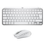 Logitech MX Keys Mini Clavier Mac + MX Anywhere 3 Combo Souris Sans Fil Mac- Rétroéclairé, USB-C, Bluetooth, Ergonomique, Compact, Défilement Rapide, pour macOS, iPadOS - Gris clair - AZERTY