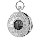 DSHUJC Pocket Watch, Llocomotive Merry Christmas Hollow Hand Crank Music Box Quartz Pocket Watch Birthday Gift Box Fob Pendent Necklace Chain