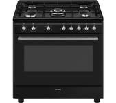 SMEG Concert CX91GMBL 90 cm Dual Fuel Range Cooker - Black, Silver/Grey