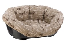 Ferplast Panier Chien avec Coussin Sofa' 12 Coton Lavable, Lit Chien en Plastique Rembourré, Corbeille en Plastique et Coussin pour Chien, Fond Perforé, Antidérapant, 114 x 83 x h 37 cm, Marron