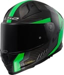 LS2, Casque Moto Intégral Vector II Carbon Grid Matt Fluo Green, 4XL