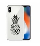 Coque Iphone X XS ananas geometrique noir transparente