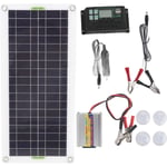 Eosnow - Panneau de charge solaire 12V à 220V 30W, onduleur solaire 220W, Kit de chargeur de batterie pour Camping randonnée 10A