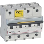 Disjoncteur DX³10000 16kA arrivée haute et départ bas à vis 4 Pôles 400V 100A courbe d 6 modules Legrand 409541