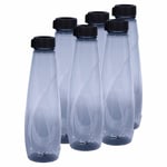 [Pack of 6] 950ml Plastic Water Bottles Smoke Grey Leak Proof Lids Stay Hydrated