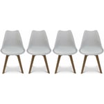 Lot de 4 chaises scandinaves. pieds bois de hêtre. chaises 1 place. blancs - Blanc