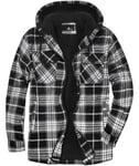 JACKETOWN Chemise à Carreaux pour Homme Chemise Thermique en Polaire pour Homme Longues à Carreaux avec Fermeture éclair Doublure en Polaire Veste d'hiver Hoodies Veste de flanelle Chaud