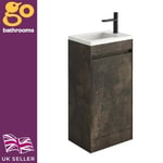 Urban Brown Cloakroom Vanity Unit Compact Cloakroom Sink Wash Basin W44cm