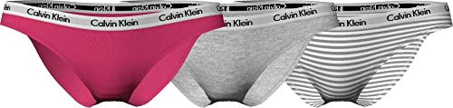 Calvin Klein Women's Thong 3Pk (Ff) 000QD3800E, Multicolour (Pink/Grey/Rainer Stripe_Silver), XL