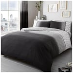 GC GAVENO CAVAILIA Geometric Duvet Cover Set, Easy Care Polycotton Bedding Sets King Size, Printed Quilt Covers, Grey