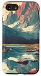 Coque pour iPhone SE (2020) / 7 / 8 Rocky Mountain Lake Vintage Paysage graphique