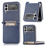 COQUE Galaxy Z Flip 3 5G,Étui de Protection pour Carte en Cuir Ultra Mince et Magnifique,Housse de téléphone Pliable pour Samsung Galaxy Z Flip 3 5G-Bleu