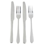 MasterClass Knife and Fork Dinner Set, Stainless Steel, 4 Piece (2x Knives and 2x Forks), Mirror Polished Finish, Silver