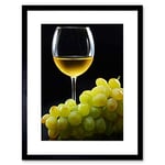 Wee Blue Coo Food Drink Glass Wine White Bunch Grapes Framed Wall Art Print