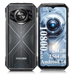 DOOGEE S cyber Android 14 Rugged Smartphone, 10800mAh Battery Rugged Phone, 20GB RAM + 256 ROM, 6.58" 90Hz IPS Waterdrop Screen, 50MP AI Camera/4G Dual SIM/NFC/OTG/GPS - Silver