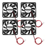 Lot de 4 ventilateurs de refroidissement sans balais CC 5 V 6010 à roulements à huile 60 x 60 x 10 mm pour refroidissement à monter soi-même, boîtier PC, refroidisseurs de processeur