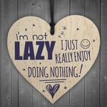 I'm Not Lazy Funny Wooden Hanging Heart Doing Nothing Novelty Friend Gift Ideas