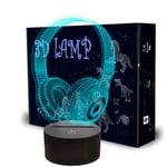 3D Headphone Lamp, QpenguinBabies Optical Desk Bedside Lamps, 7 Colors Change Night Light for Kids with Smart Touch, Bedroom Home Decoration for Kids Boys Girls Women