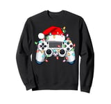 Xmas Lights Santa Hat Video Game Controller Gamer Christmas Sweatshirt