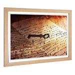 Big Box Art Framed Print of Antique Key and Letter Design | Wall Art Picture | Home Decor for Kitchen, Living, Dining Room, Lounge, Bedroom, Hallway, Office, Oak, A2 / 24.5x18 Inch / 62x45cm