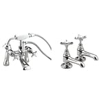 Bristan N BSM C CD 1901 Pillar Bath Shower Mixer - Chrome & N 1/2 C CD 1901 Basin Pillar Taps, Chrome