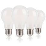 FLSNT Dimmable Ampoule LED Edison E27, A60 Rétro LED à Filament Lampe, 7W(équivalent 60W), 2700K Blanc Chaud 900LM, Verre gelé, Lot de 4