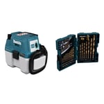 Makita Aspirateur souffleur 18 v li-ION 6,7/4,2 mbar sans Batterie, ni Chargeur - dvc750lz & Coffret de forets pour Le perçage dans Le métal 19 pièces D-67527