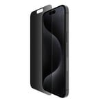 Belkin Protection d'écran anti espion antimicrobienne ScreenForce TemperedGlass Privacy (pour iPhone 15 Pro Max, fine, antirayure, support Easy Align pour pose sans bulle d'air)