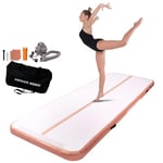 AirTrack Nordic Tapis de gymnastique gonflable standard de 4 m à 6 m avec pompe à air électrique, idéal pour la gymnastique, le yoga – Durable et facile à transporter (coral, 4)