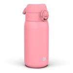 Ion8 Insulated Steel Water Bottle, 320 ml/11 oz, Leak Proof, Easy to Open, Secure Lock, Dishwasher Safe, Carry Handle, Hygienic Flip Cover, Metal Water Bottle, Durable Stainless Steel, Rose Bloom Pink