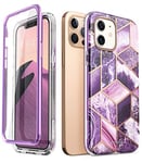 i-Blason Cosmo Series Slim Full-Body Stylish Protective Case for 6.1-Inch iPhone 12/12 Pro (2020), Marble Purple