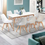 Table scandinave extensible Idmarket inga - 6-8 personnes - 160-200 cm - Blanche