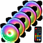 120MM 5 Pack RGB Case Fan Set Hub Controller And Remote Control LED Cooling UK