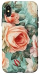 Coque pour iPhone X/XS Rose vintage orange pastel floral fleuri