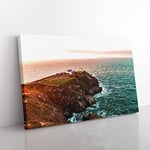 Howth Beacon In Dublin Ireland Modern Art Canvas Wall Art Print Ready to Hang, Framed Picture for Living Room Bedroom Home Office Décor, 76x50 cm (30x20 Inch)