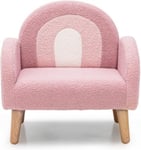 Fauteuil pour Enfants en Peluche Teddy et Éponge Canapé avec Dossier et Accoudoirs Confortables pour 3 à 5 Ans Rose