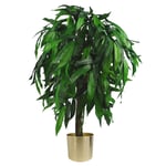 Leaf Design 100cm Large Artificial Mango Tree Plant with Metal Planter