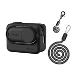 HUYUAWA Silicone Protective Case (Black) Compatible for Insta360 GO3 Sleeve Case Cover Lens Cap with Lanyard for Insta 360 GO 3 Action Camera Accessories