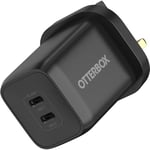 OtterBox Standard UK 65W USB-C PD GaN Chargeur Mural 2 Ports, 45W USB-C PD + 20W USB-C PD, Fast Charger pour Smartphone et Tablette, Testé Contre Les Chutes, Robuste, Ultra Durable, Noir