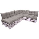 Set de 7 Coussins pour palettes, 3 x Assise 120x80 et Dossier 120x40cm Gris, Canapé de Jardin / coussin palette in / extérieur Setgarden