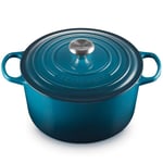 Le Creuset - Signature støpejernsgryte rund 26 cm 6,3L deep teal