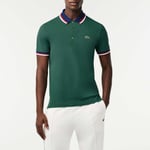 Lacoste Mens Regular Fit Stretch Mini Piqué Polo Shirt in Green material_cotton - Size Small