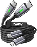 240W Cable USB C vers USB C, [2-Pack 2m] PD3.0 48V/5A Câble USB Type C Charge Rapide pour iPhone 15 Pro Max MacBook iPad Air, Dell HP EliteBook Laptop, Steam Deck, Samsung Galaxy S23/22 Ultr.[V88]