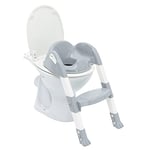 THERMOBABY - Réducteur WC Enfant - Kiddyloo - Astucieux, Ludique & Hygiénique - Pieds Réglables - Marche Antidérapante - Pliage Compact - À Partir De 18 Mois - Fabriqué En France - Gris Charme